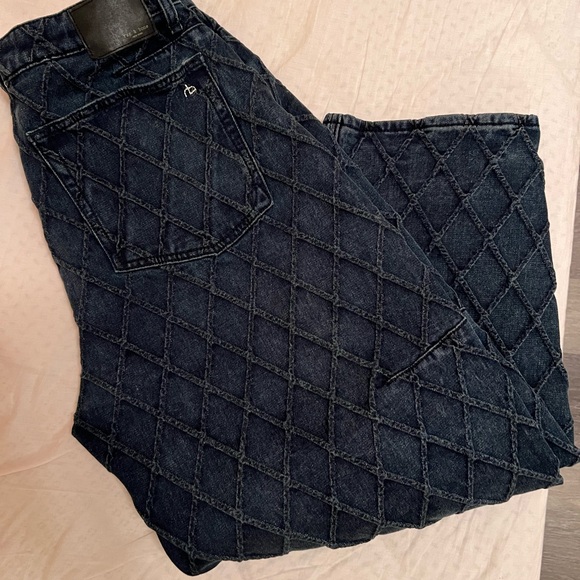 rag & bone women wide legs Quilted Dark Blue Ankle Jeans barrel - Picture 3 of 5